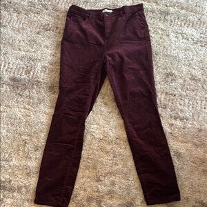 LOFT Women's Burgundy Corduroy Trousers